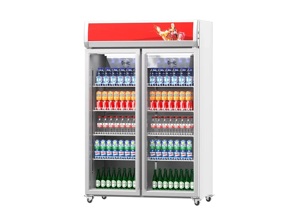 Double-door air-cooled upper beverage display cabinet